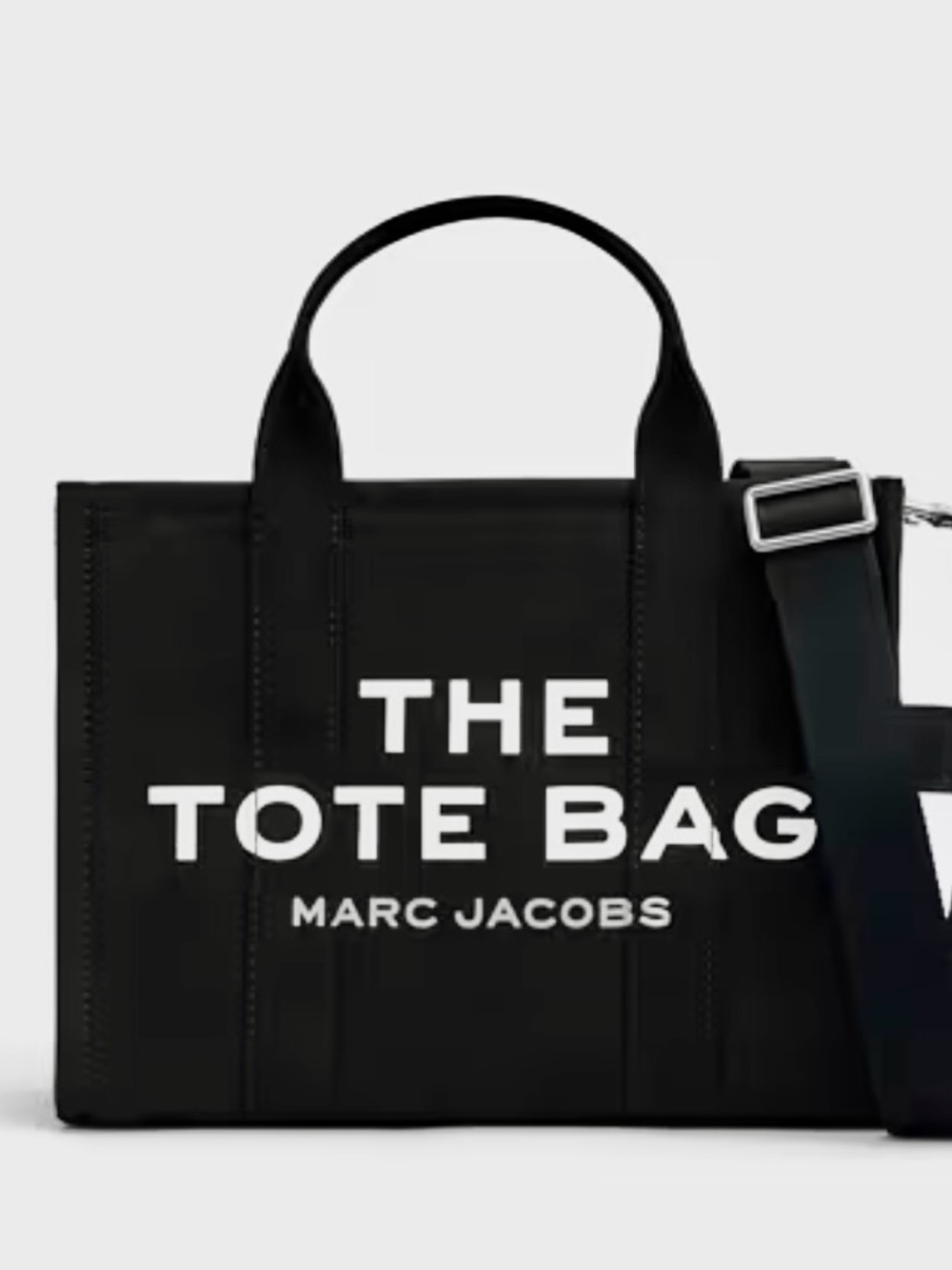 Authentic Marc Jacobs Medium Black Canvas 'The Tote Bag' with White Logo